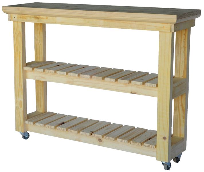 UP Compact Hallway/Entrance Server, handcrafted from wood with wheels