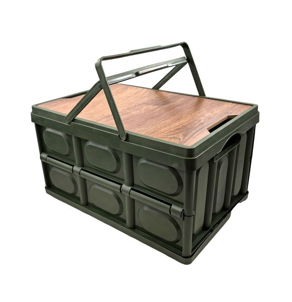 AIYI Medium Collapsible Storage Crate with Lid and Handle White AY136-006