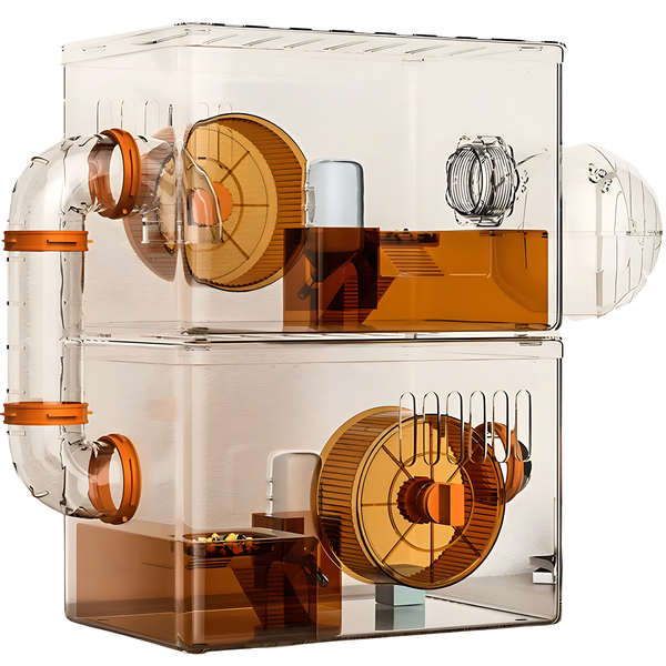 Two Level Hamster Habitat Small Animal Cage Hamster Cage - Brown