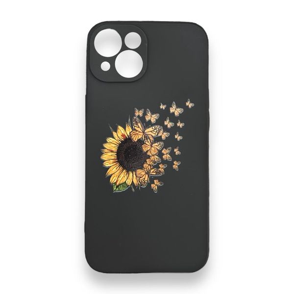 AMA Sunflower &amp; Butterfly Pattern Black Silicon Case For Samsung S21 Ultra
