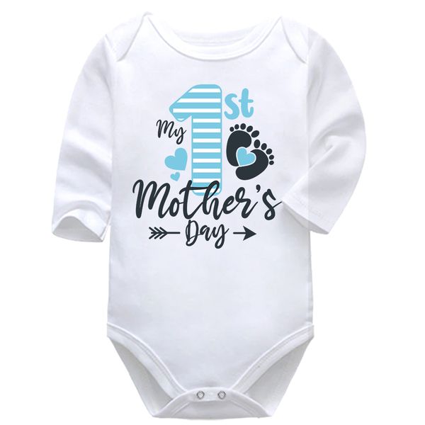 My 1st Mother's Day Blue Baby Vest Bodysuit Onesie Long Sleeve