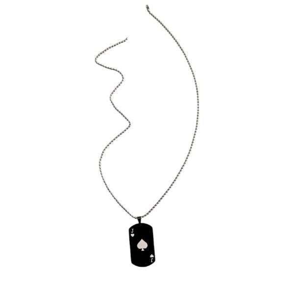 Jack of Spades Pendant Necklace - Black/Silver