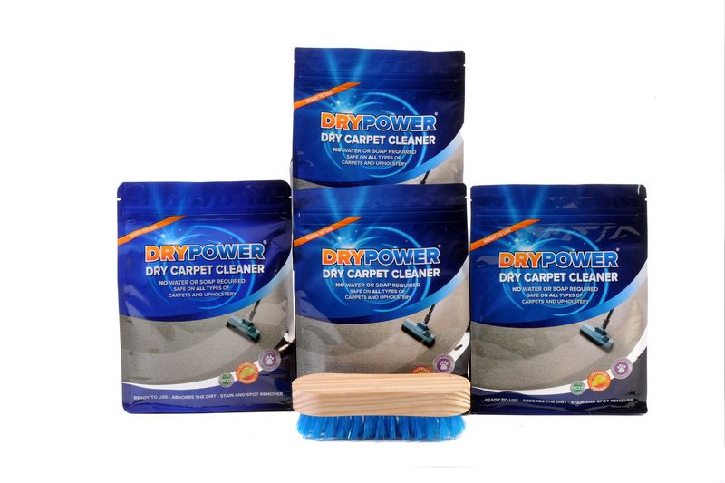 Magic Dry Carpet Cleaning Powder - Pack of 4 and Brush
