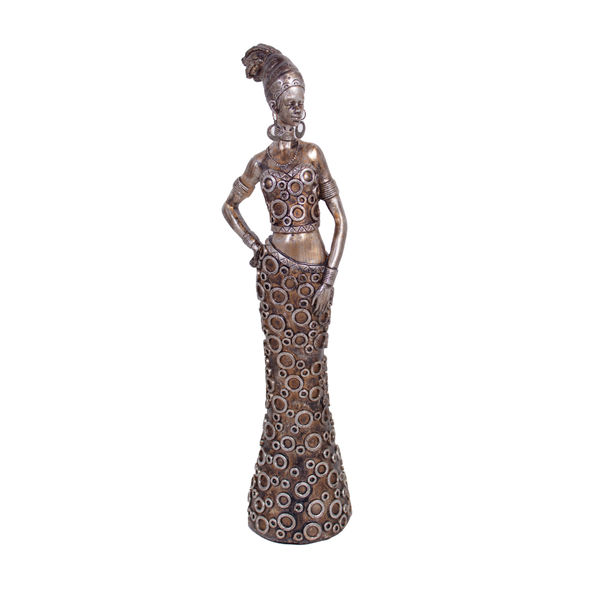 Copper African Lady Standing Home Decor Ornament