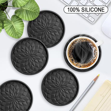 6 Pack Cup Coasters with Holder Silicone Drink Coaster Cup Mat Anti-slip | Shop Today. Get it Tomorrow! | takealot.com