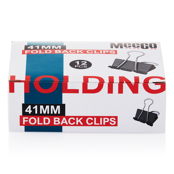 Meeco Foldback Clips - Black - Assorted Sizes - 12 Pack