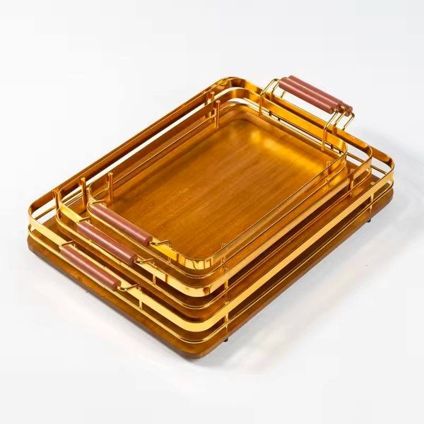 Brown Wood 3 piece Serving Tray