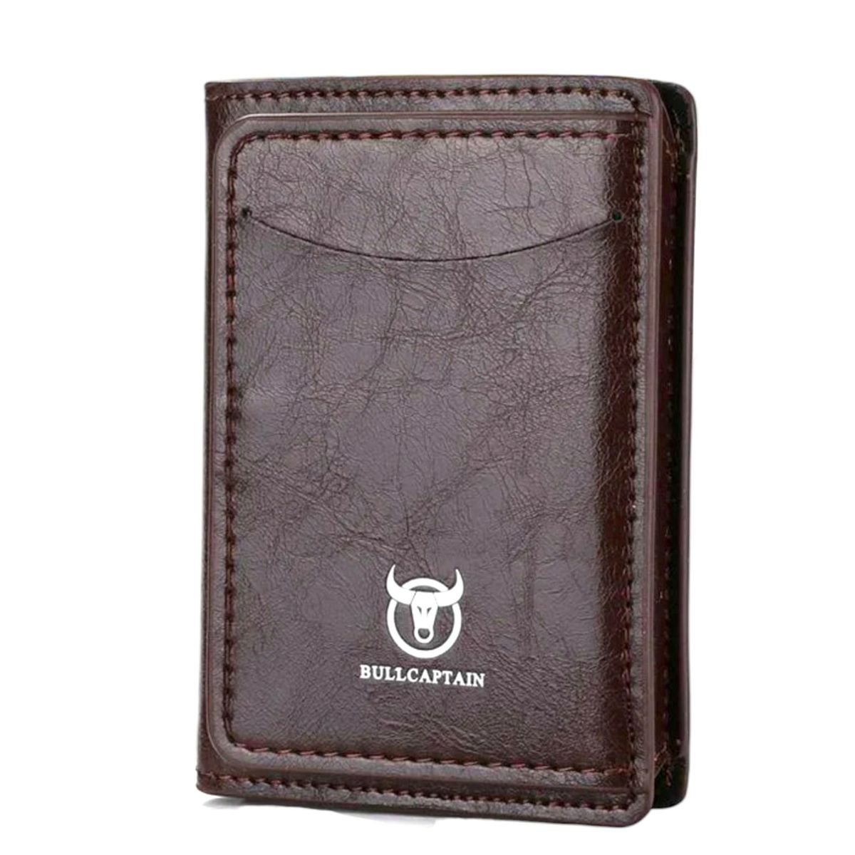 Bullcaptain Maverick Pop-Up RFID Blocking Men's Leather Wallet Coffee Brown