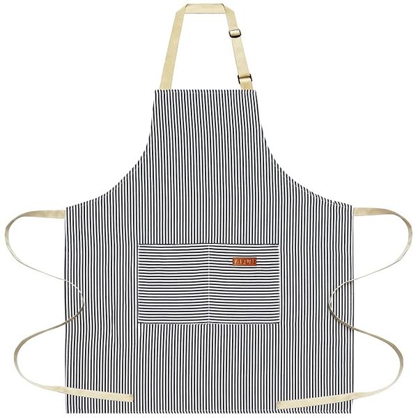 Adjustable Stripe Apron with Pockets for Women Men