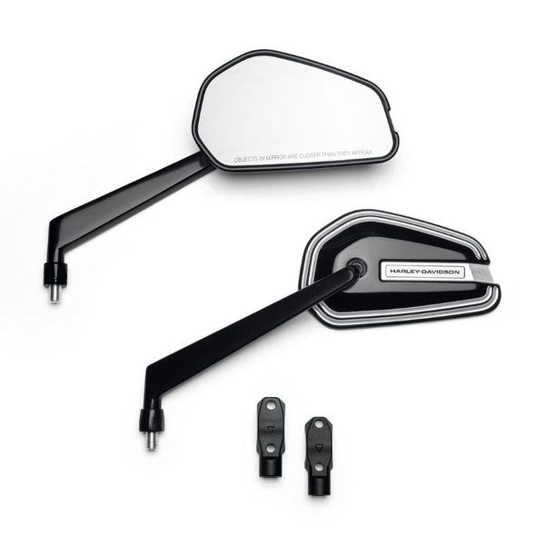 Harley-Davidson Empire Mirrors - Black Anodised Machine Cut