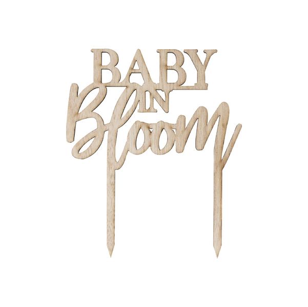 Baby In Bloom - Wooden Baby Shower Cake Topper