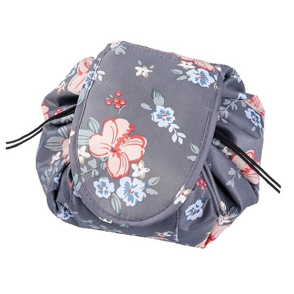 Portable Lazy Drawstring Travel Cosmetic Storage Makeup Bag - Blue Flamingo