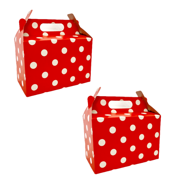 Red Party Boxes With White Polka Dots - 2 Pack of 12