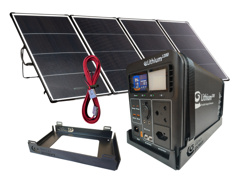 Flexopower Lithium1200-Sb50 Power Station &amp; Kalahari400w Solar Combo