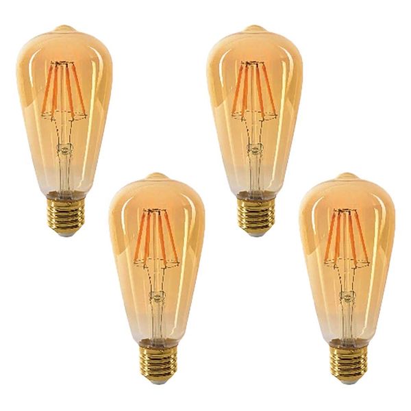 VITO Ledisone Retro- Amber Glass Dimmable 8W- E27- 2500K- Set of 4