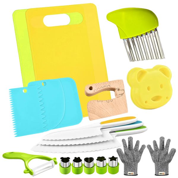 MIkaco Kids Plastic Safe Cooking Knife &amp; Kitchen Tool Set