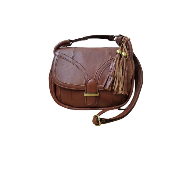 Genuine leather Shoulder Saddle Handbag With Extra Safety Flap