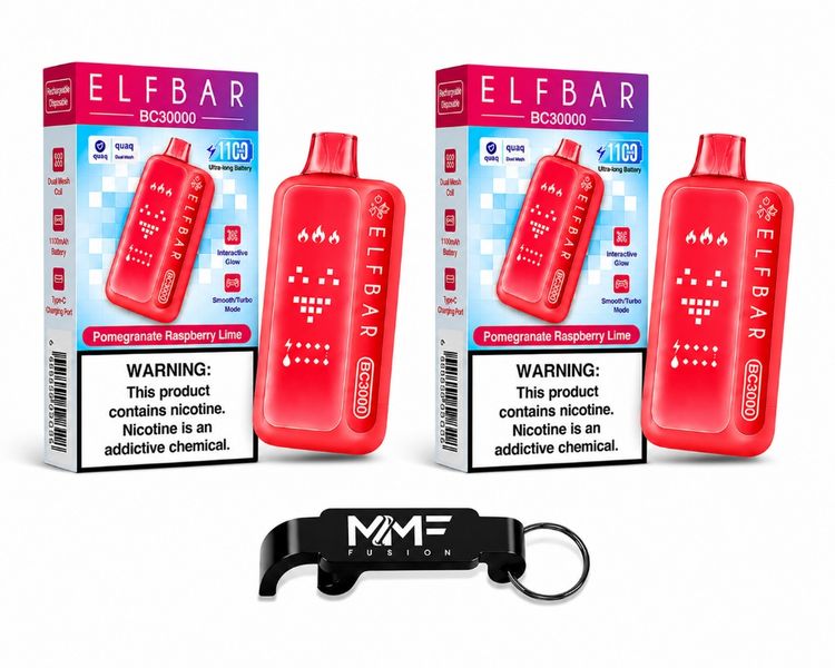 Elf Bar MMF BC30000 Puffs Disposable Vape - Pome Raspberry Lime (Pack of 5)