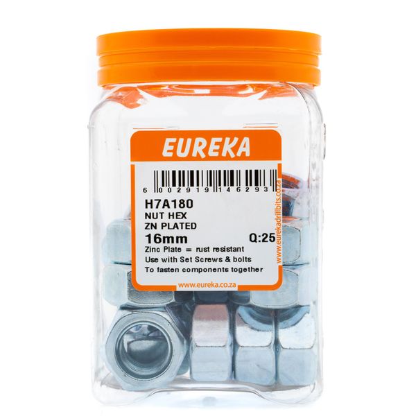 EUREKA Hex Nuts Zinc Plated 16mm Q:25 H7A180