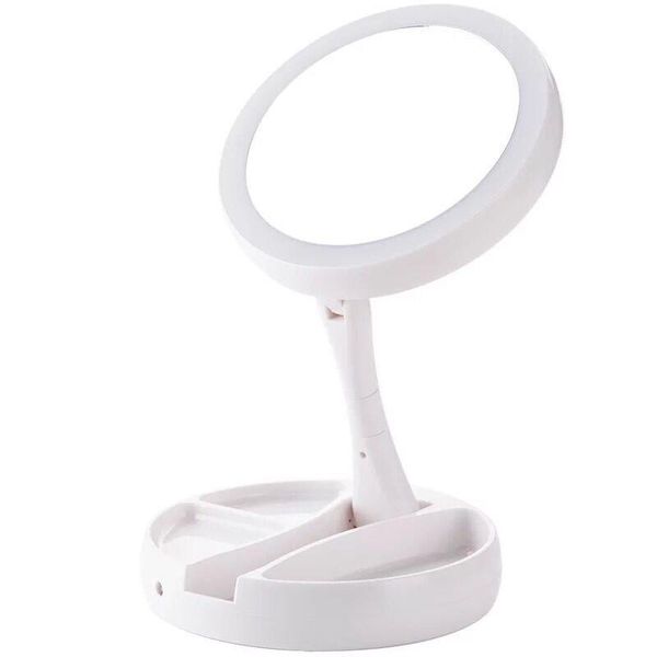 USB Battery Charging Folding Makeup Mirror LED Vanity Vanity Mirror White
