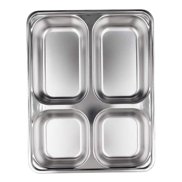 Stainless Steel 4-Compartment Food Tray - Silver