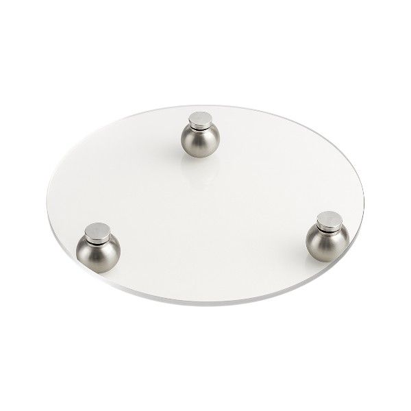 Round Glass Storage Tray With Stainless Steel Ball Feet - Transparent