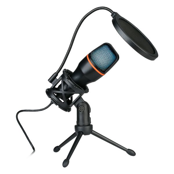 Condenser Wired Microphone 3.5mm USB/RGB for PC Laptop Gaming