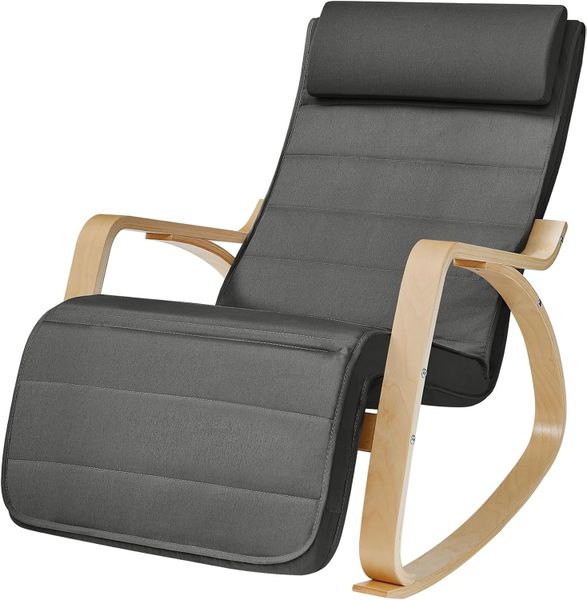 Ergonomic Rocking Chair with Padded Seat &amp; Footrest for Home &amp; Office
