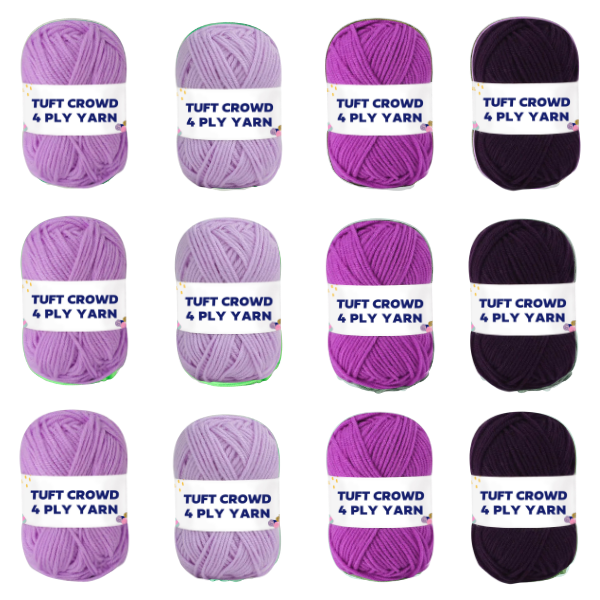 TUFT CROWD - Rose Yarn, 4-ply Tufting Yarn ( 12 x 25g ) , Knitting Yarn