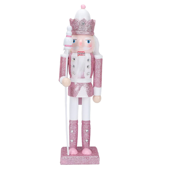 Elegant Glitter Wooden Nutcracker Ornament - 30cm