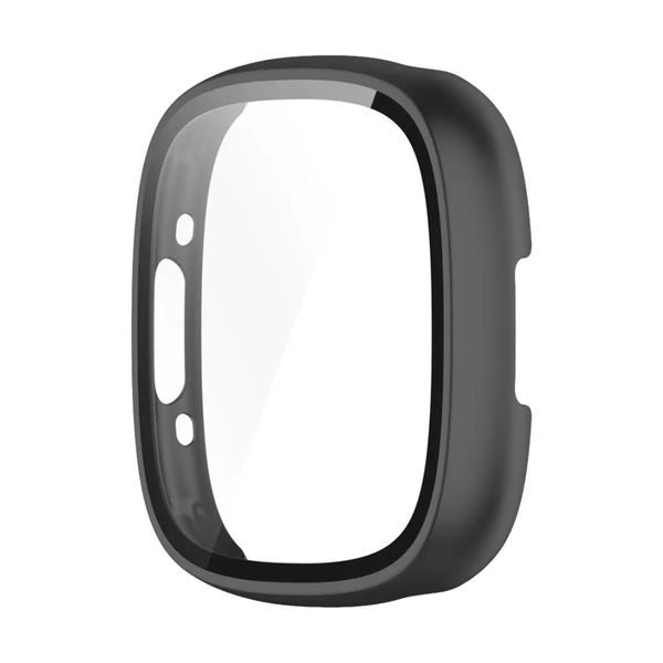 Hard Case and Glass Screen Protector for Fitbit Versa 3 / Sense - Rose Gold