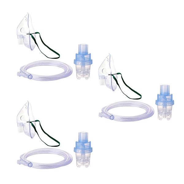 Nebulizer Mask With Chamber, Tubing &amp; Elasticated Straps - Kiddies - 3 Pack