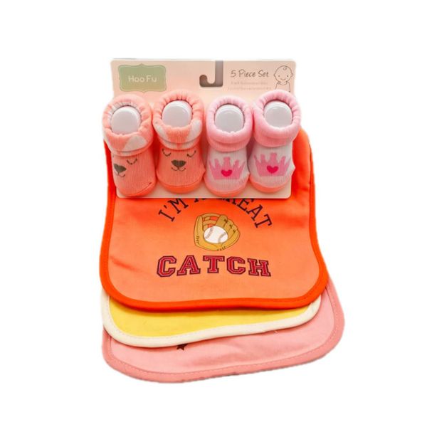 Baby 5 Piece Bib &amp; Sock Gift Set
