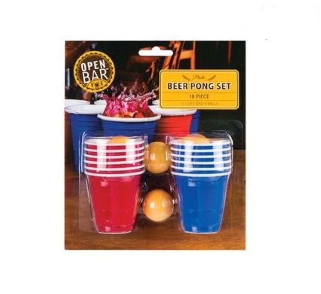 Open Bar Mini Beer Pong Party Game - 18 Piece