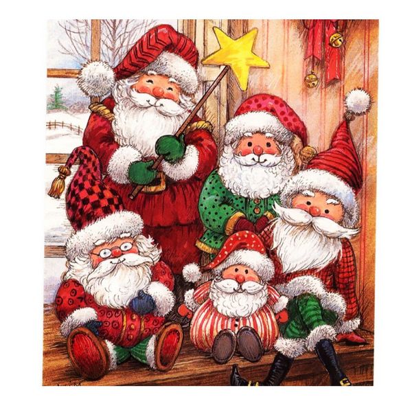 DIY Diamond Painting Five Santas Rhinestone Full Circle Diamond Wall Painti