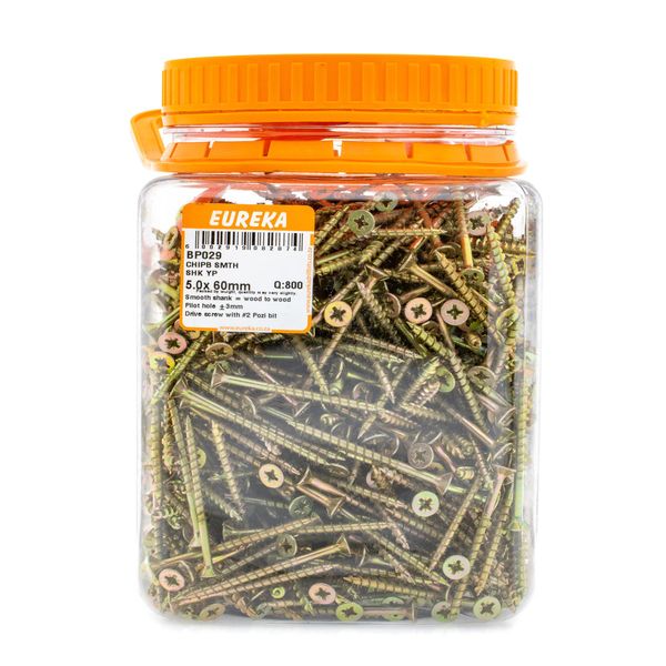 EUREKA Chipboard Screws Full Thread Yellow Zinc 5 x 60mm Q:800 BP029