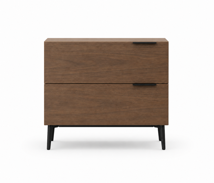 2 Drawer Bedside Table Nightstand Pedestal Cabinet - Dark Grey and Brown