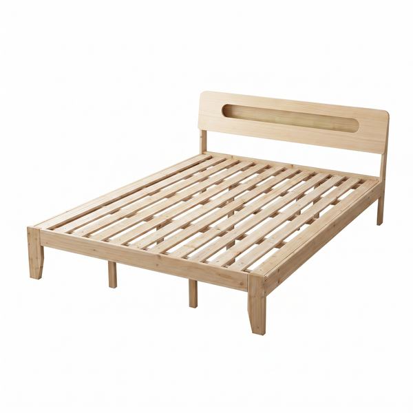 Queen Size Solid Fir Bed Frame with Headboard | Heavy Duty Sturdy Bed Base