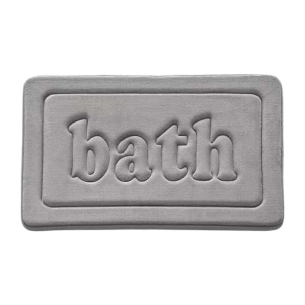 Non-Slip Memory Foam 'Bath' Engraved Bathroom Mat - Black
