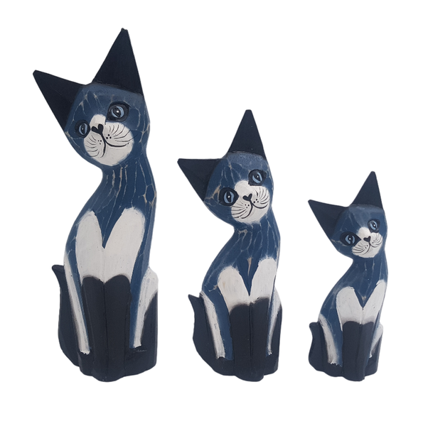 Cats set of 3 Bali Wooden Handcraft - 25cm