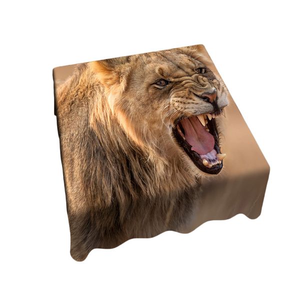 Growling Lion Panthera Leo Square Tablecloth By Fanie Heymans