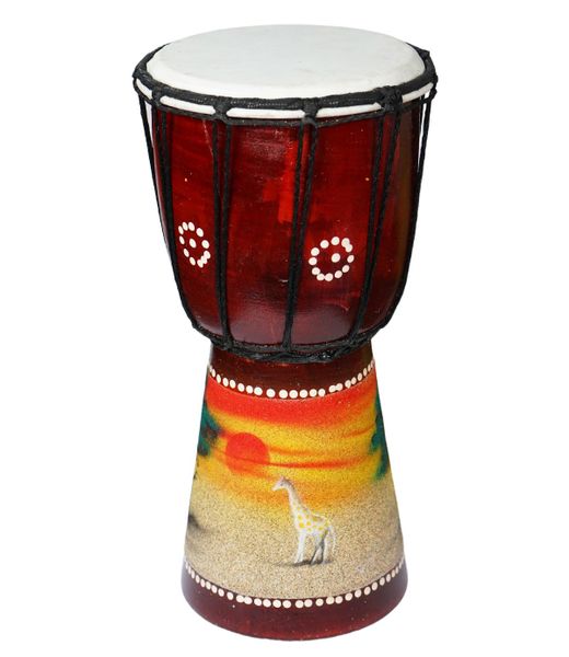 Wood drum Sand art Giraffe 30cm