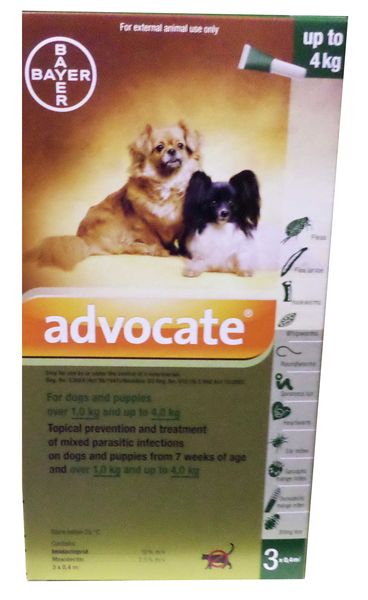 Advocate - Dog 0-4kg Green For Ticks &amp; Fleas