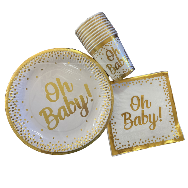 Oh Baby Party Pack for 10 with Table Decorations (30 Pieces)