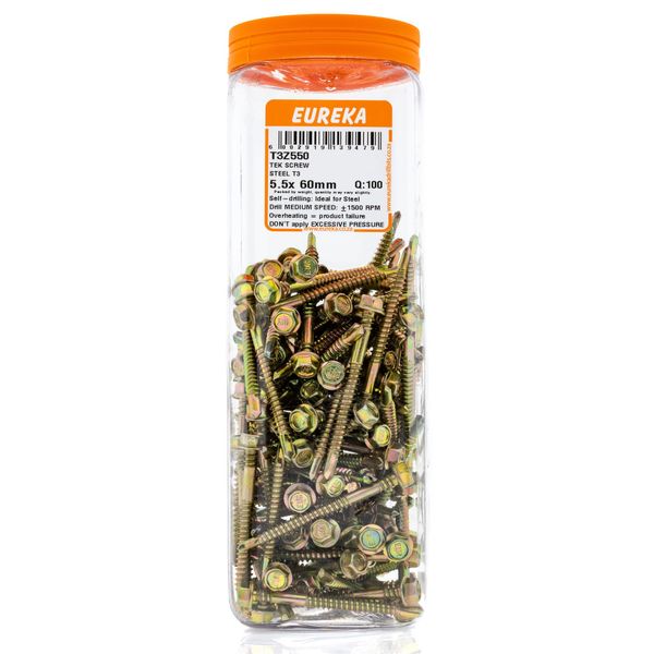 EUREKA Tek Screw Hex Head Coarse Thread 5.5 x 60mm Q:100 T3Z550