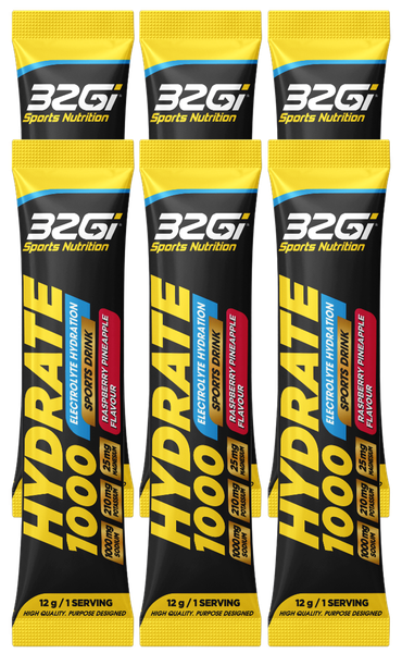Electrolytes Hydration Hydrate 1000 Rasp Pine 12g 6 Pack 32Gi