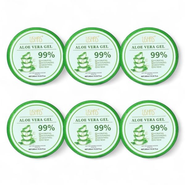 Set of 6- Ushas Aloe Vera Gel 300ml Soothing Moisturizing Repair Sensitive