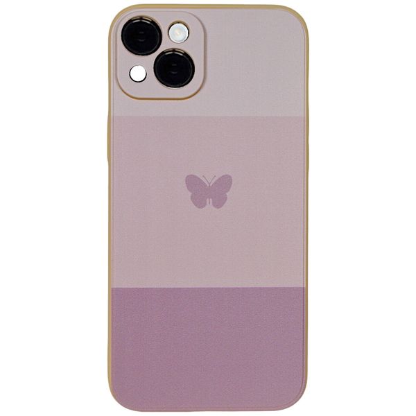 3 Tone Butterfly Phone Case with Camera Protect for iPhone 15 Plus - Purple