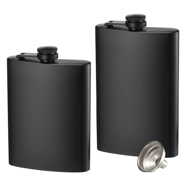 2Pcs Hip Flasks For Liquor 8 Oz Stainless Steel Leakproof Thin Flasks