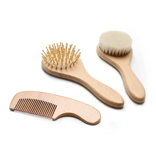 Baby &amp; Toddler Wool Brush, Bristle Brush and Comb Set